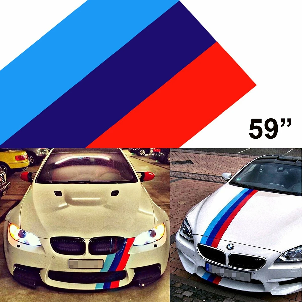 59 M-Colored Stripe Custom Exterior Decor Sticker For BMW Body Hood Bumper  Roof