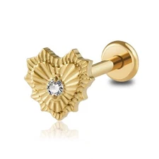 FINE4U 1PC ASTM F136 Titanium Broken Heart Piercing Jewelry for Conch, Tragus...