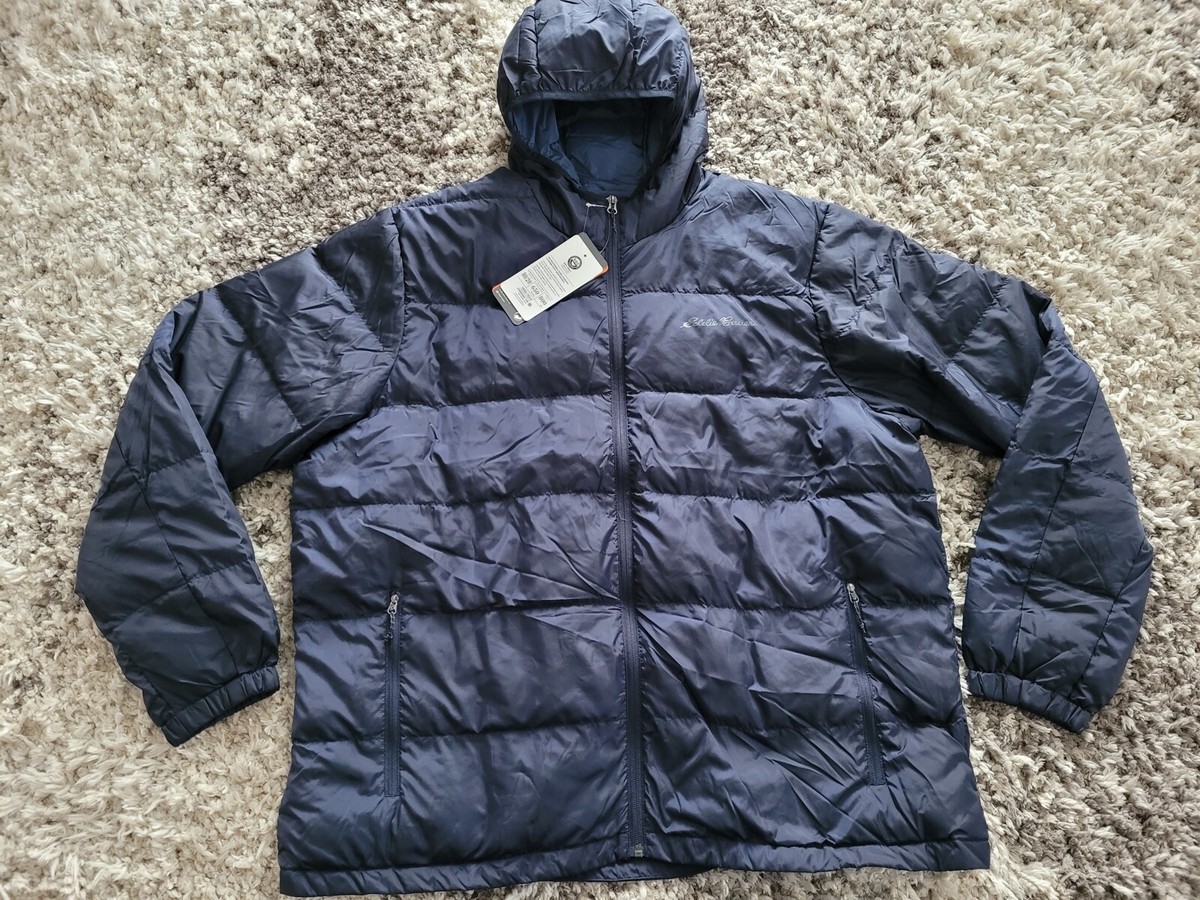 NEW EDDIE BAUER FULL ZIP DOWN PUFFER JACKET MENS XXL WITH HOOD