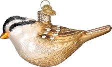 White Crowned Sparrow Blown Glass Ornament by Old World Christmas