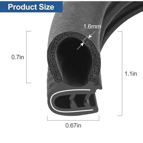 16.4ft Automotive Door Weather Stripping Car Door Rubber Edge Trim Seal Strip - Picture 7 of 15