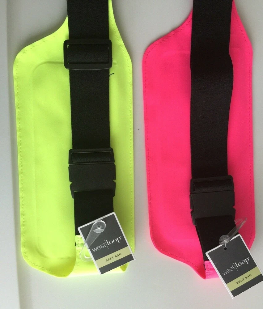 Belt Bag Neon Colors Holds Phone Cards Keys Money Zip Close Adjustable Belt NWT