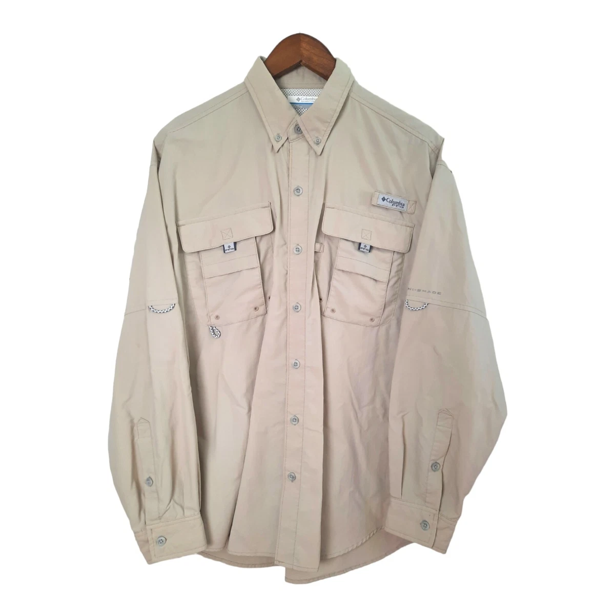 Columbia Sportswear Company PFG Tan Fishing Shirt Size Med. Casual Long  Sleeve!