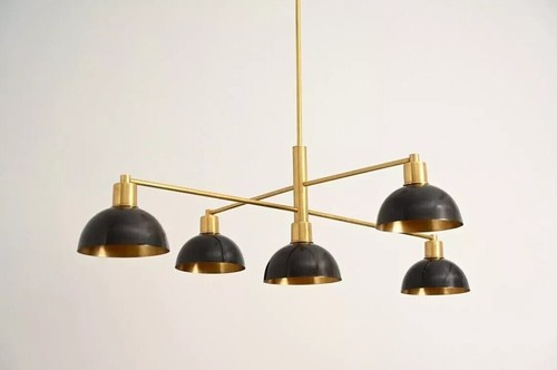 Chandelier 5 Light Art Deco Style Raw Brass Ceiling Light Fixture Decor Lamp - Picture 5 of 8