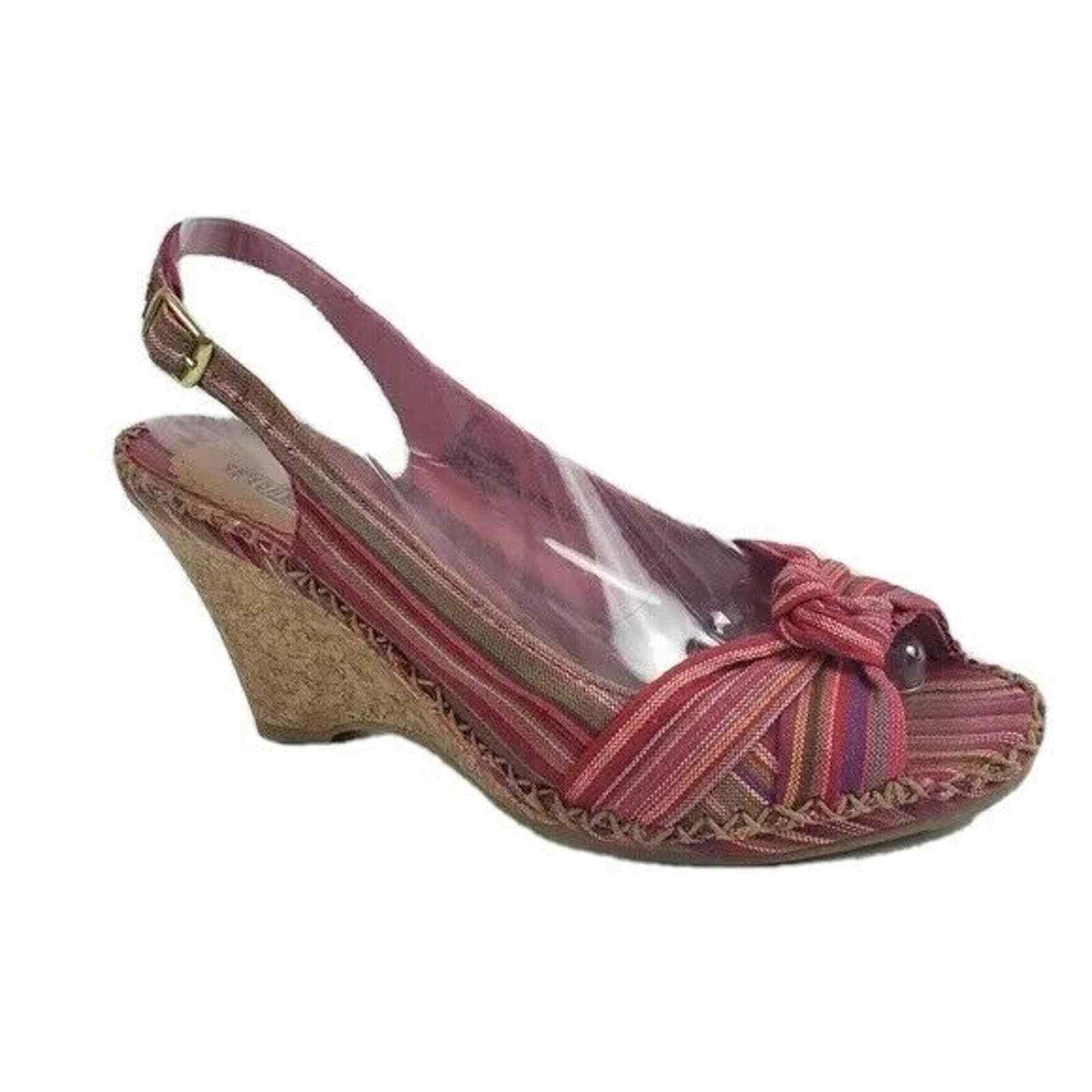 Seychelles Wedge Slingback Cork Sandal Women 8M Serape Twist Knot
