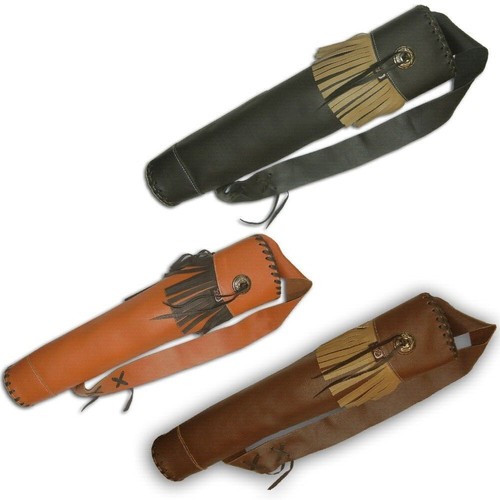 RECURVE/HORSE/COMPOUND/LONGBOW FINISHED LEATHER SHOULDER BACK ARROW QUIVER BAG - Picture 2 of 8