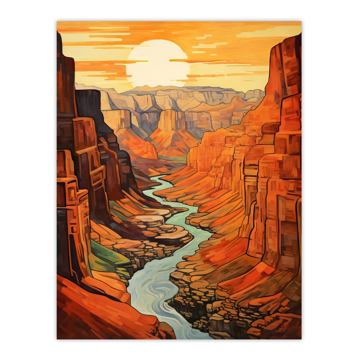 Sunset Grand Canyon Warm Colours USA National Park Gorge Wall Art
