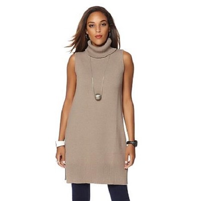 sleeveless turtleneck sweater dress