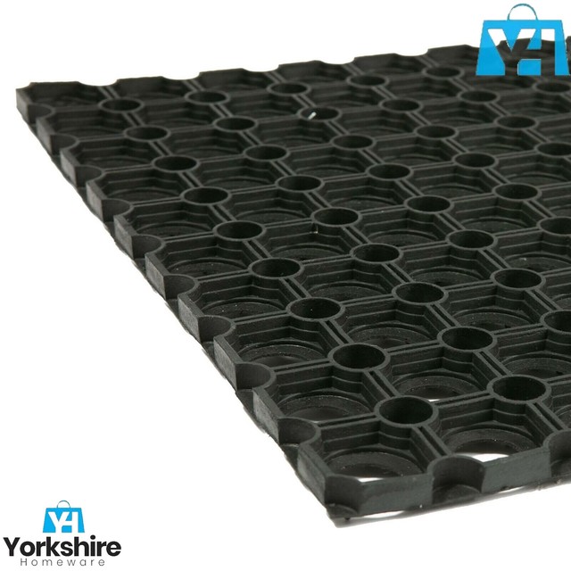 JVL Rondo Rubber Ring Heavy Duty Outdoor Contract Door Mat Black 50 x