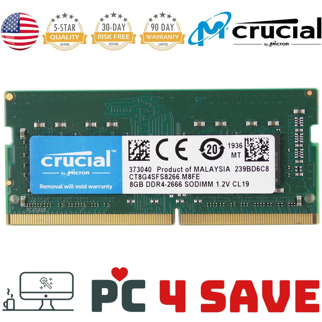 2x Crucial 8GB DDR-2666 DDR4 Laptop Memory Ram SODIMM CT8G4SFS8266