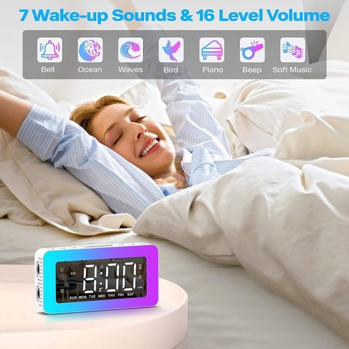 Loud Alarm Clock with Dynamic RGB Night Light Dual Alarms Bedside Digital Clock - Picture 7 of 12