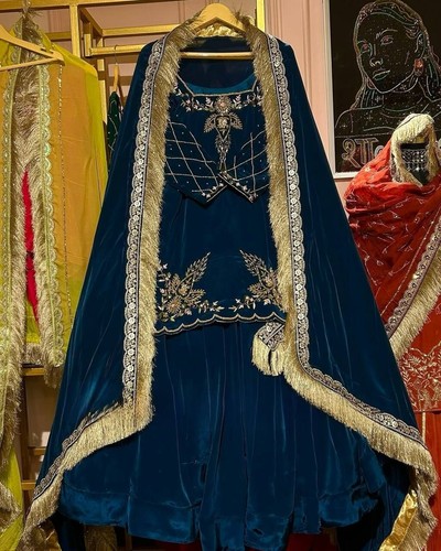 Unique Designer Blue Crepe Silk Top Lehenga With Dupatta For Function - Picture 2 of 14