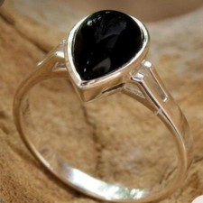 Black Onyx Gemstone 925 Sterling Silver Handmade Jewelry Ring Gift For Her C-872