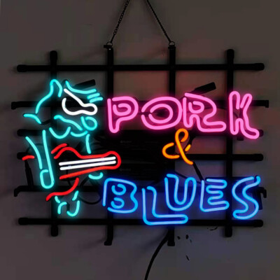 PORK BLUES Guita Neon Signs Beer Bar Pub Party Homeroom Wall Decor 19x15