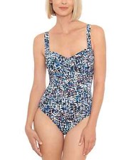 Swim Solutions Women's Shirred Front Tummy Control One-Piece Swimsuit - 14 - ...