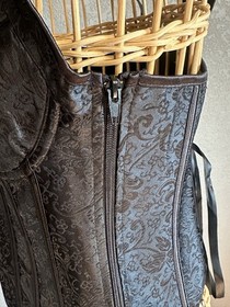 Black Boned XL Lace up Corset Bustier Top Lingerie Waist Trainer Cincher Shaper