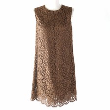 DOLCE & GABBANA F6VC4T Ladies Dress Unused Cotton Floral Lace Sleeveless Brown