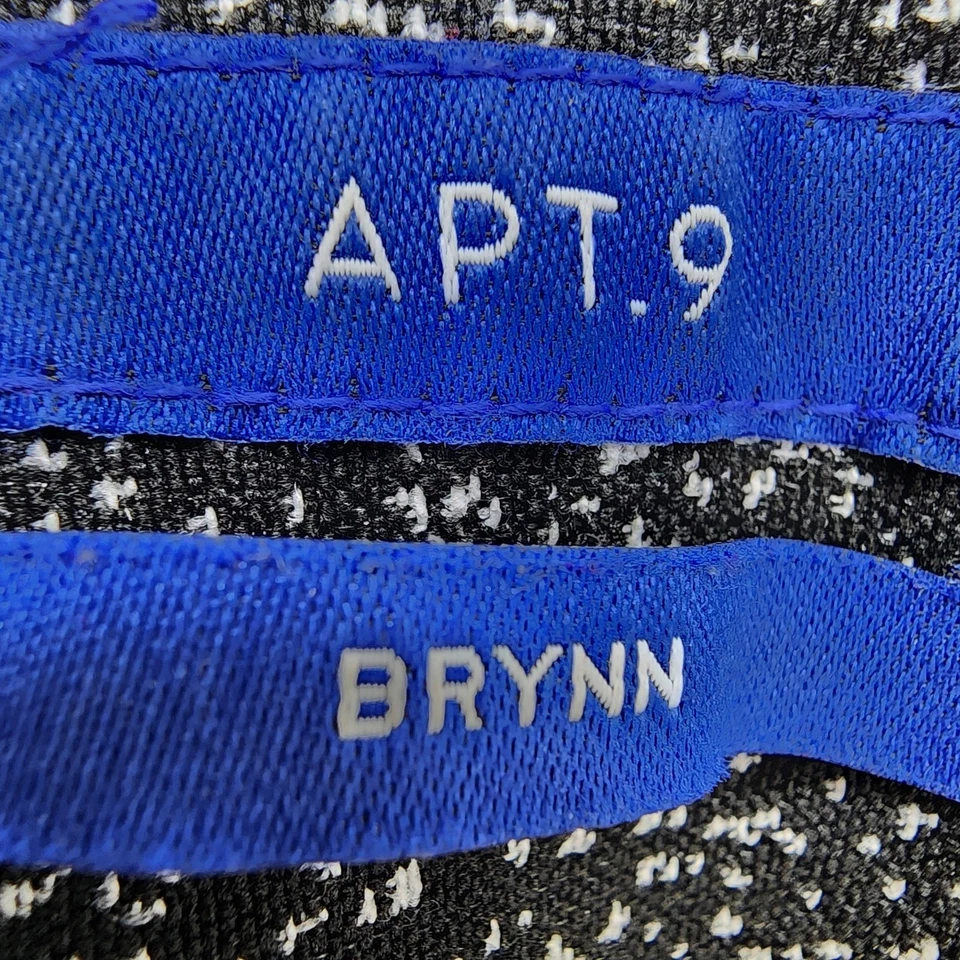 Apt. 9 Pantalones Mujer 8 Negro Blanco Estampado Manchado Brynn Tiro Medio Pull-On Elástico Foto 3 de 4