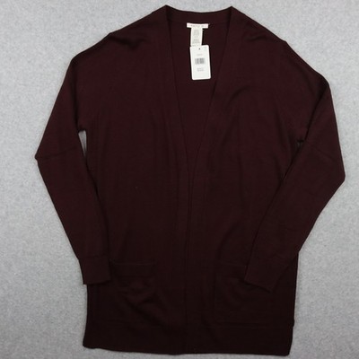 Matty M Cardigan Sweater Womens Medium Open Front Pockets Merlot Long Sleeve NWT