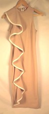 PINK BOUTIQUE NEW Women's Stone Nude Colour Dress Ladies Size Uk 8 Ruffled Tight