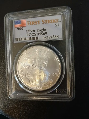 2006 American Silver Eagle PCGS MS69 First Strike – 1 oz .999 Silver – Charity