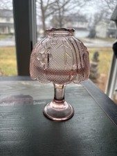 Vintage Glass Fairy Lamp Light Pink Flower EUC (14)