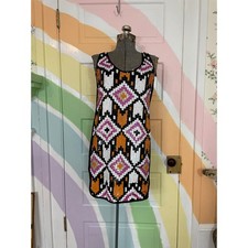 Trina Turk Sequin Shift Dress Size 2 Geometric Mini Cocktail Party Dress