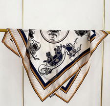 70 Cashmere 30 Silk Scarf Neckerchief carriage Print wrap Shawl Bandana 26''