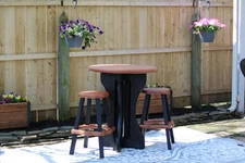 Leisure Accents Patio Table w/ 2 Barstools - Black/Redwood - Easy Assembly