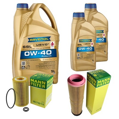 MANN Inspektionspaket 7L RAVENOL SSL 0W-40 für Mercedes E-Klasse W211 S211