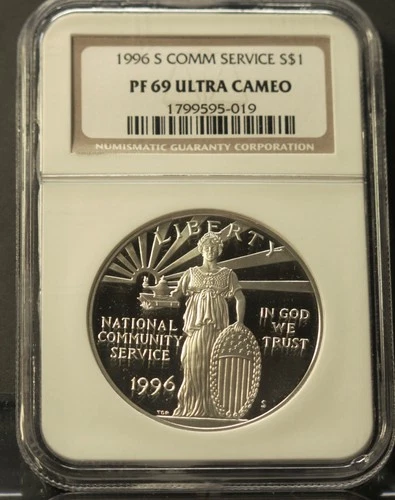 1996-S National Community Service $1 Silver Dollar NGC PR69DCAM