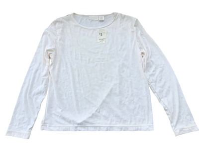 NWT Worthington White Basic Long Sleeve Pullover Blouse Size 12 msrp $59.99