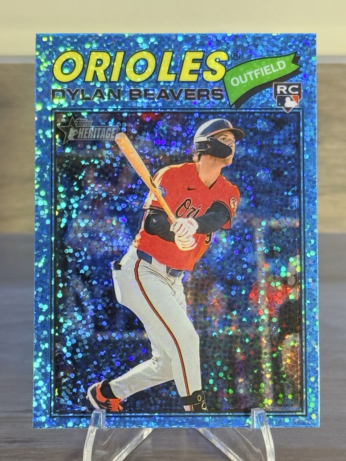 2026 Topps Heritage Chrome Light Blue Sparkle Dylan Beavers RC #48 Orioles