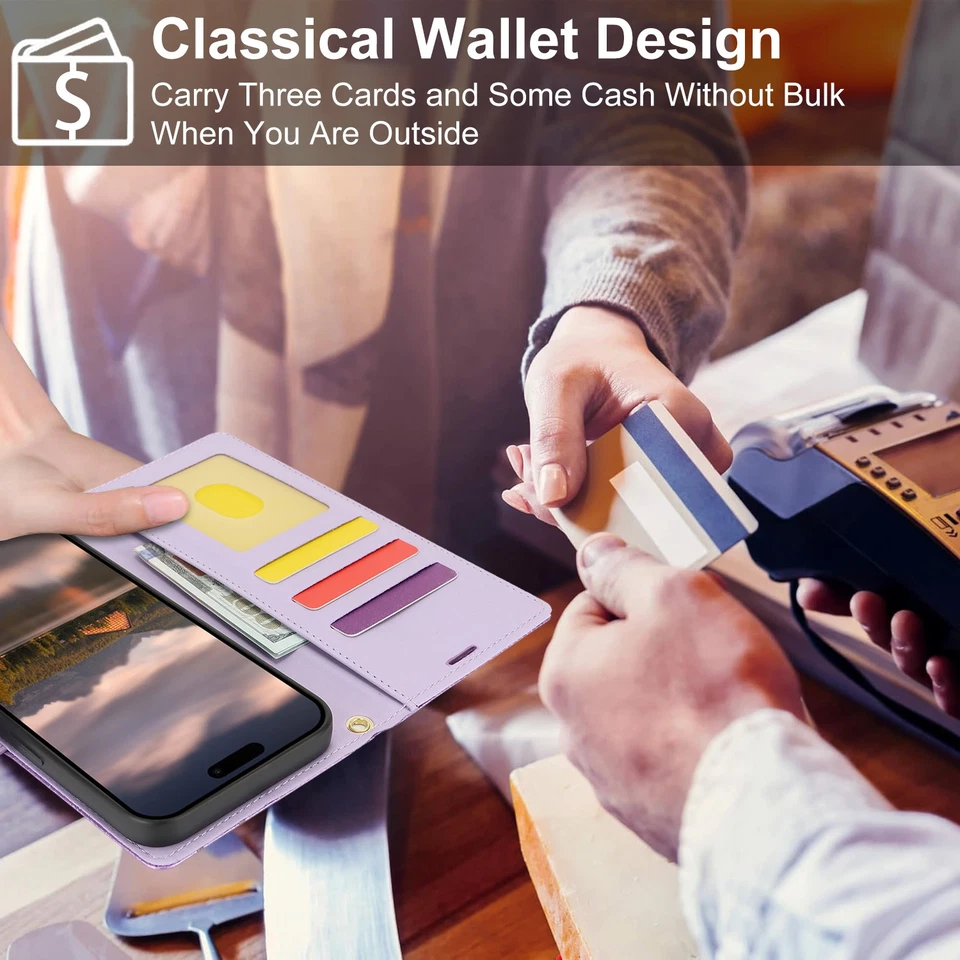 For Samsung Galaxy S25 Ultra S24 FE S23 S22 Note 20 Magnetic Leather Wallet Case - Image 3 of 4