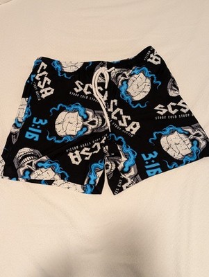 Stone Cold Steve Austin WWE Mesh Shorts Skull Graphic Black Blue Size M 