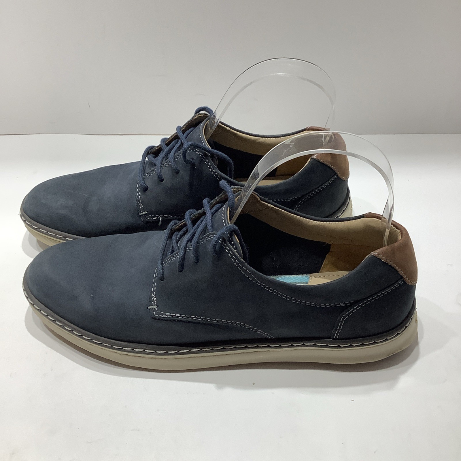 SAOLA Scarpe Johnston & Murphy McGuffey Oxford punta liscia blu navy scamosciate grandi ragazzi taglia 5M