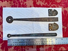 18th C. Hand Forged Iron Door Bars & keeper, Hardware.