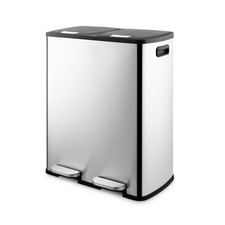 Swan SWKA4408SS 60L Recycling Bin,  Soft Close Lids, Stainless Steel