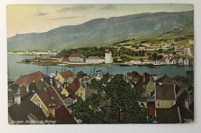 Postcard Bergen Bergenhus Norway Aerial Scenic View c1915