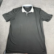 Short Par 4 by Greyson Black w/ Gray Collar Polyester Spandex Golf Polo Size L
