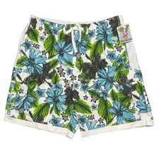 Mossimo Y2K Floral Swim Trunks Men's Large Blue Green Tropical Board Shorts