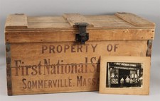 Antique 1930 First National Grocery Market BOSTON Store Wood Shipping Crate Sign