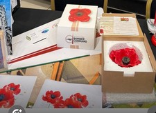 Ceramic poppy VE 80 Commemorative Lancaster display  
