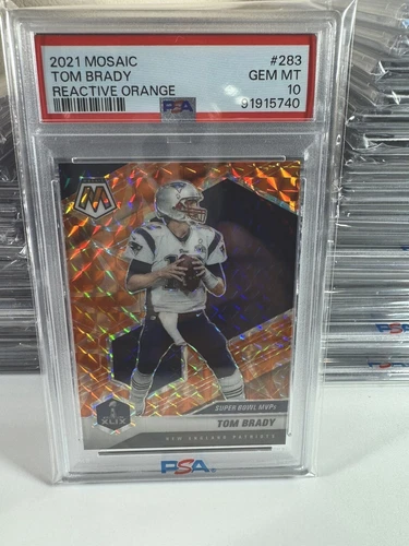 2021 Panini Mosaic REACTIVE ORANGE PRIZM Tom Brady #283💎🔥📈 Psa10!! (New Slab)