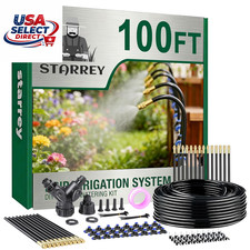 Drip Irrigation System 100Ft 1/4" Garden Watering Kit with 24 Nozzles