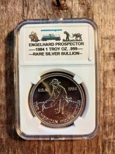 ENGELHARD SILVER. 999 PROSPECTOR 1984 BLAST WHITE UNCIRCULATED 1 TROY OZ.