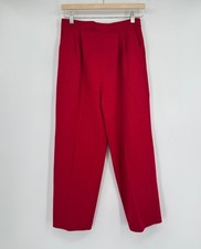 St. John Collection Red Santana Knit Pleated Straight Leg Pants Sz 6