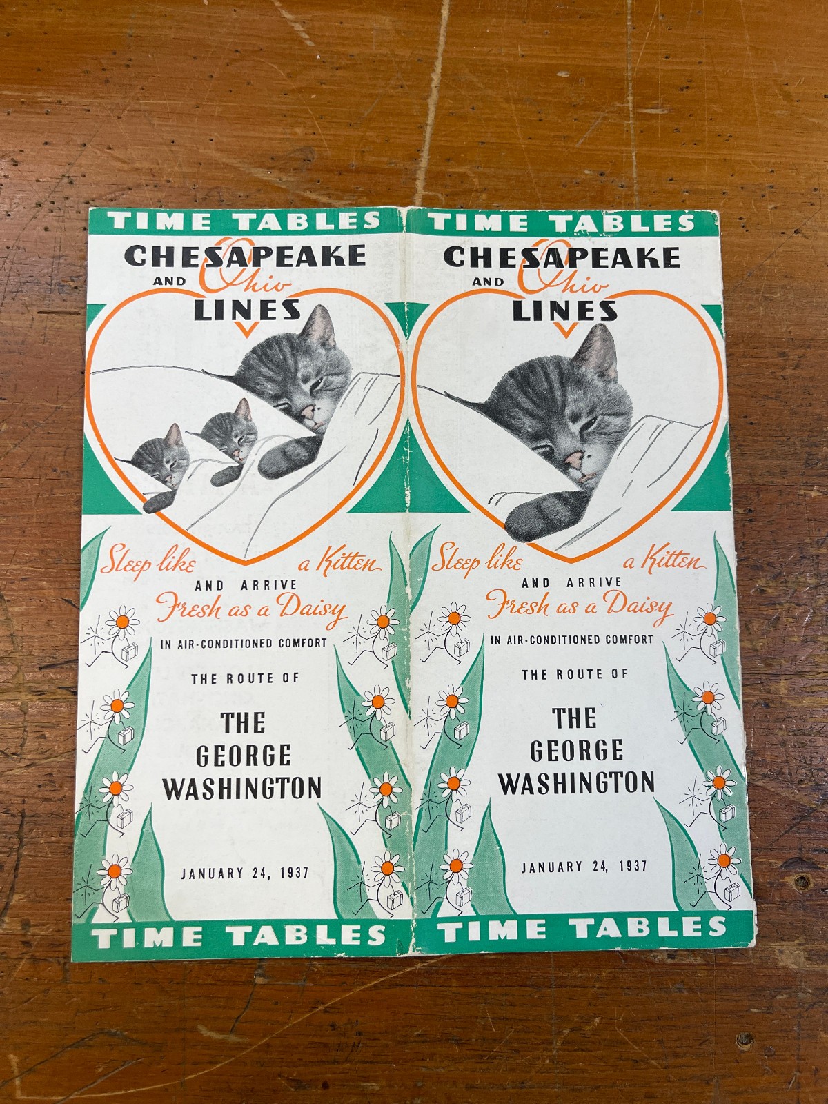 Chesapeake & Ohio Lines - The George Washington Timetable January 24th, 1937