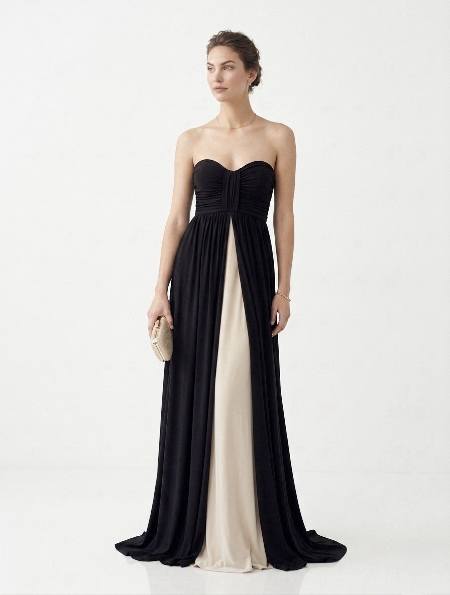 cream and black maxi dress Baltic Born Womens Kiana Poplin Maxi Dress | Black + Cream