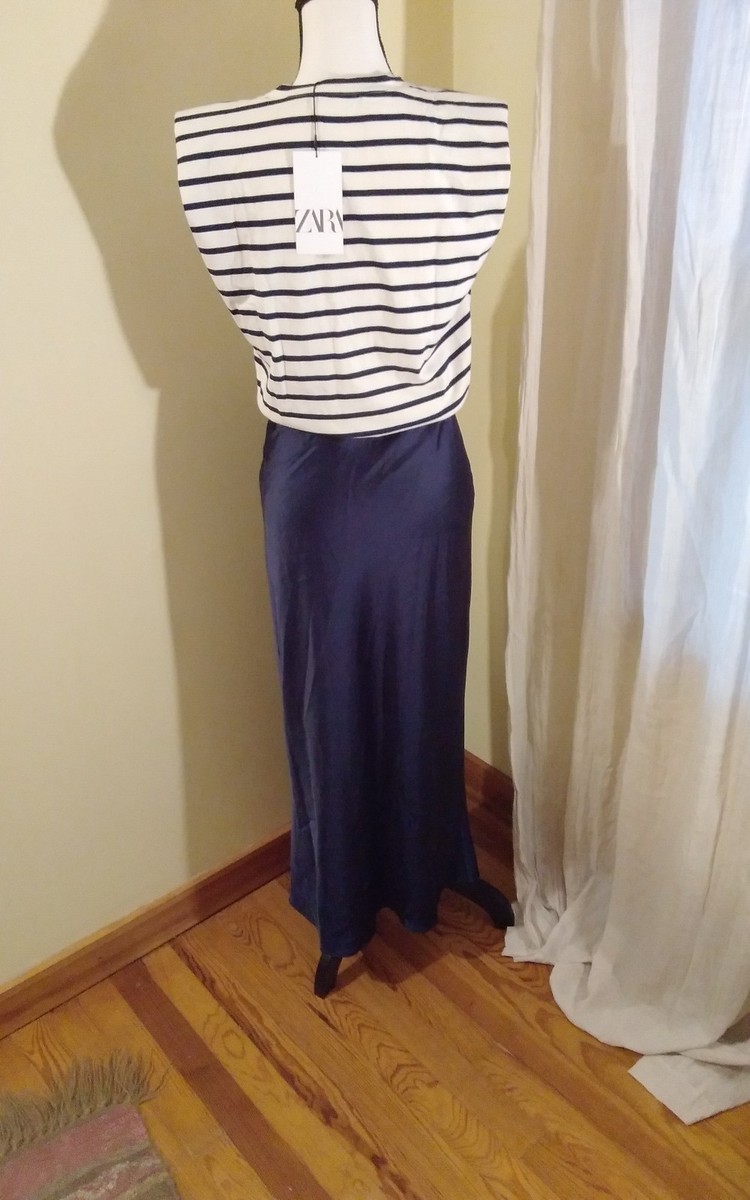 zara navy midi dress ZARA Navy Midi Dress